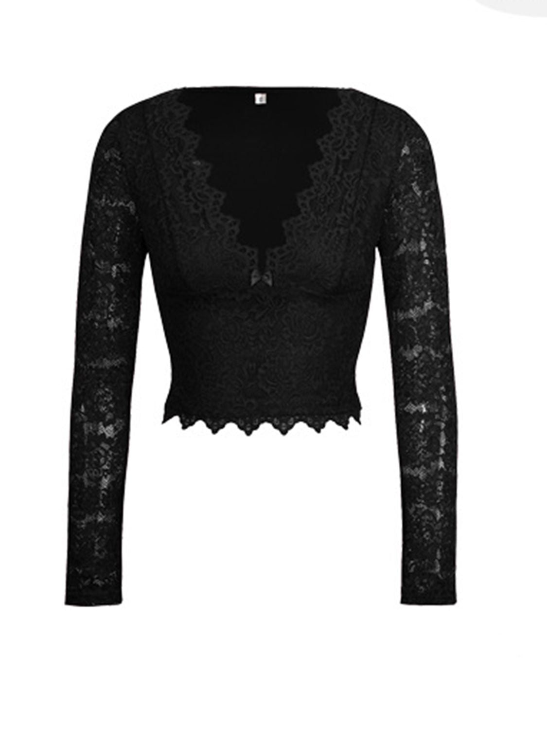 Devine V-Neck Long Sleeve Lace Top