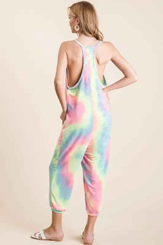Tie Dye French Terry Mid-Length Casual Jumpsuit 423b7cec4a6a4c2dacf19679dac9a35c-Max-Origin