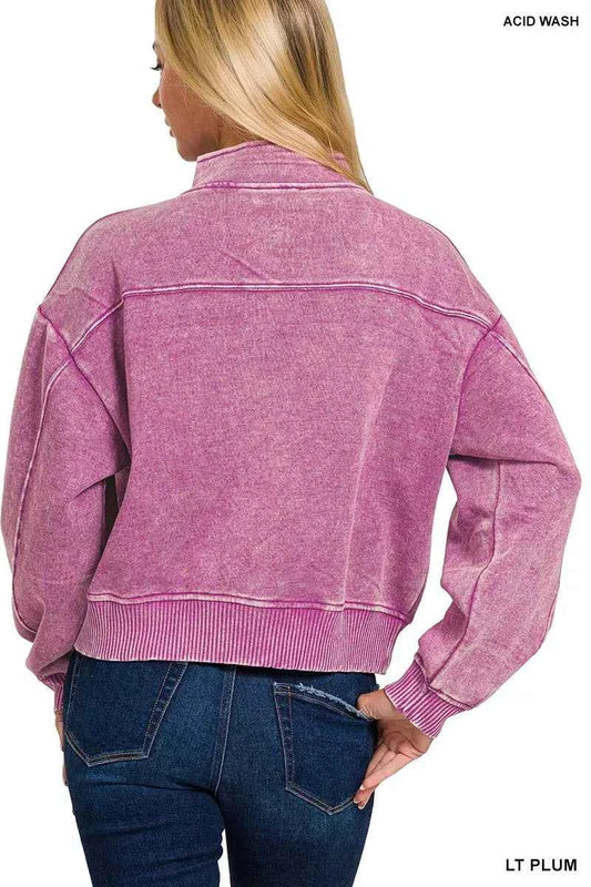 Acid Wash Fleece Half Zip Sweatshirt 42457ed9-efce-4942-ba46-d8dc91a83274-Max-Origin