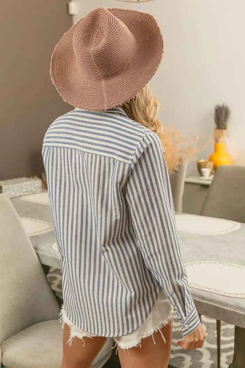 BiBi Lurex Linen Stripe Shirt Button Down Top 425e9bdc75374a02902e7041a22232de-Max-Origin