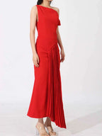 Single Shoulder Pleated Dress 4270582b-ea38-4f91-89e6-aa8bb7927113-Max-Origin