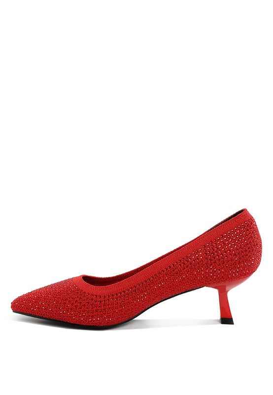 Vimto Breathable Flyknit Rhinestone Pumps 42775974-8b63-4c89-b187-746059edc913