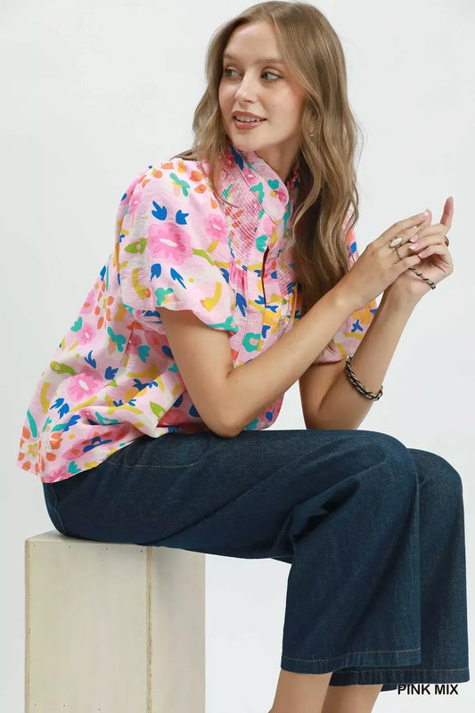 Folk Art Print Top with Smocked Detail 42994965-155a-4a54-a290-e664320aba6b-Max-Origin