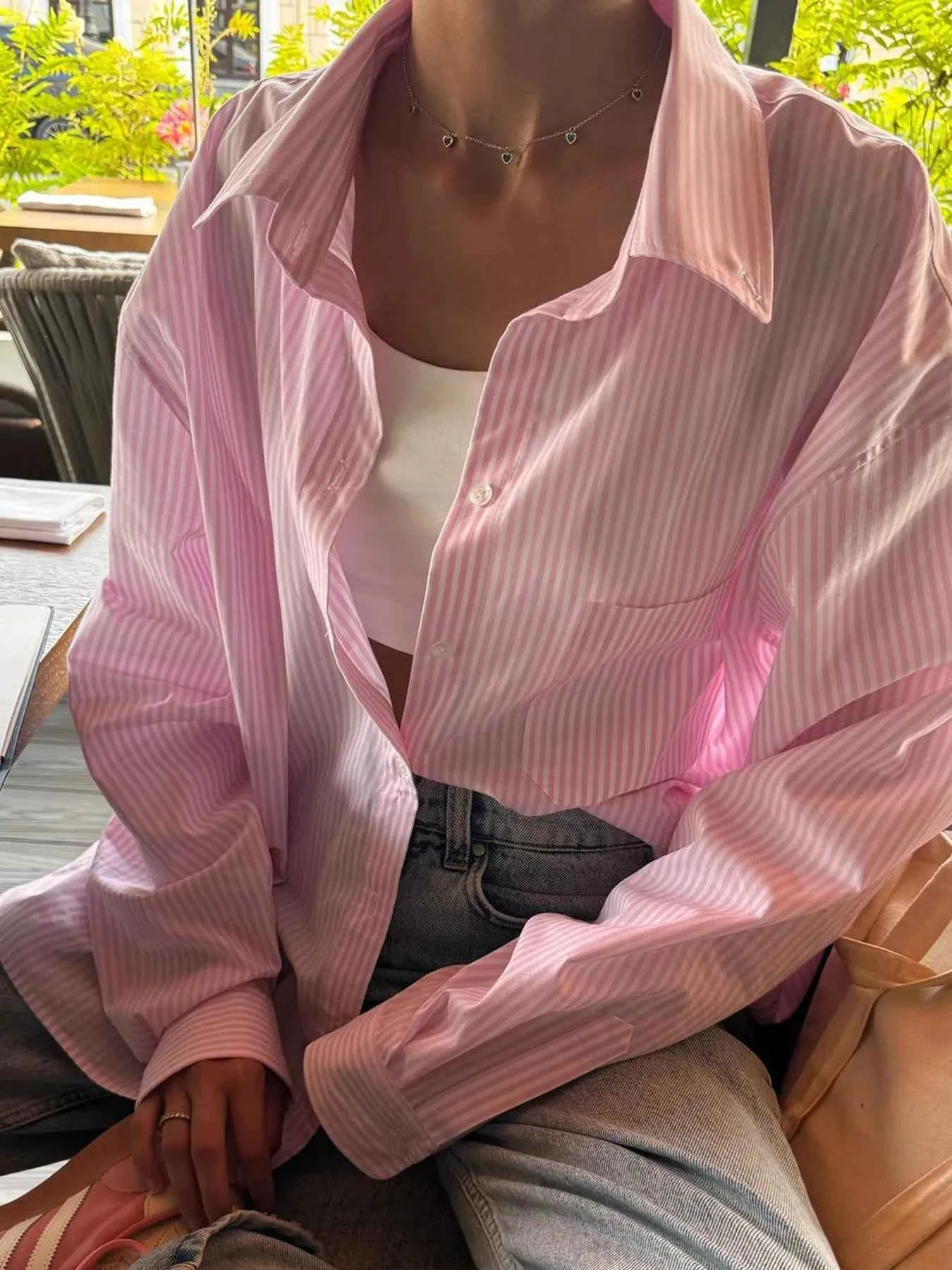 Collared Neck Long Sleeve Striped Button-Up Shirt 429aebaa1695437fb45a2538c531d0da-Max-Origin