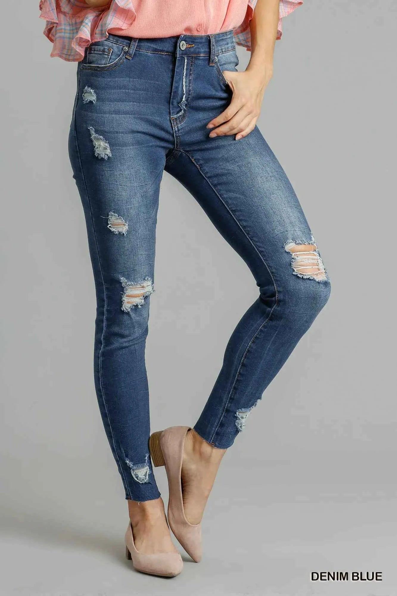 Umgee Distressed Skinny Jeans with Pockets DENIM BLUE 42a5ab3d-d41d-4f77-bfde-a1c438d17d96-Max-Origin