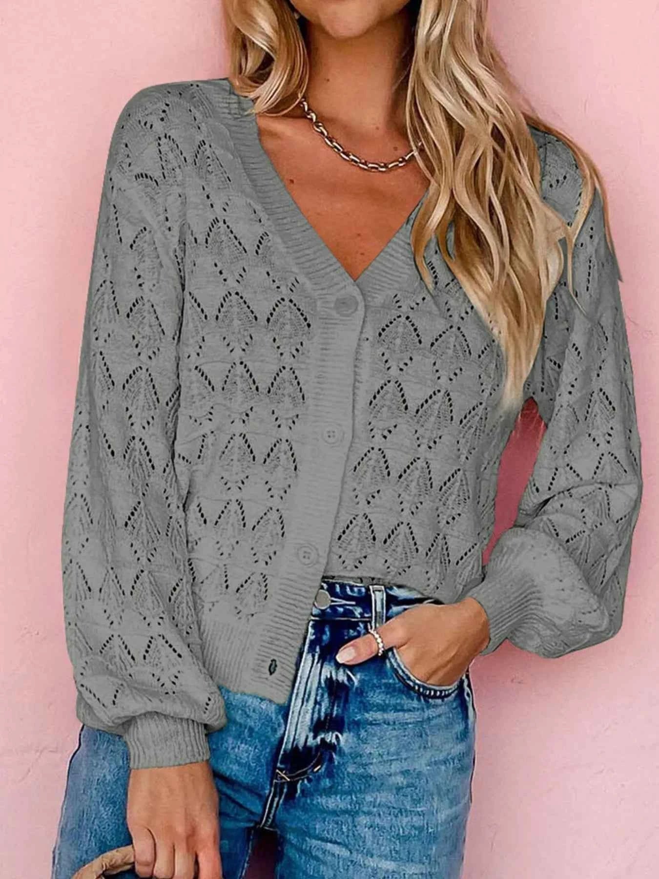 Buttoned Front Openwork Cardigan 42a8c3fd-2311-462e-a11e-8463bc4ed457-Max-Origin