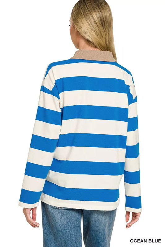 Striped Contrast Collar o Top 42af0f451b054f61883468e7cf9e36c3-Max-Origin