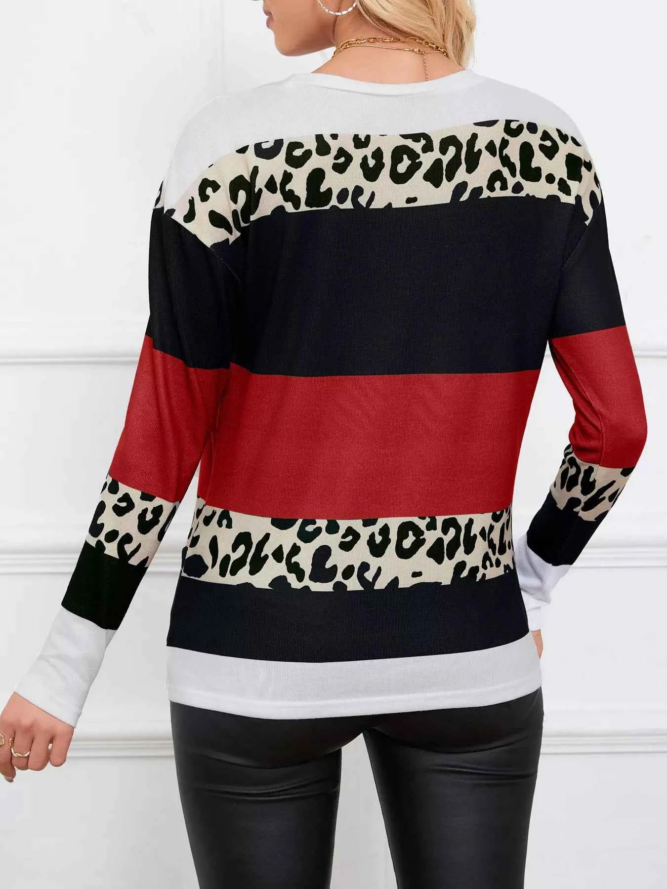 Leopard Color Block Striped Knit Top 42c077af-eb71-408f-accf-55fac1899a47-Max-Origin