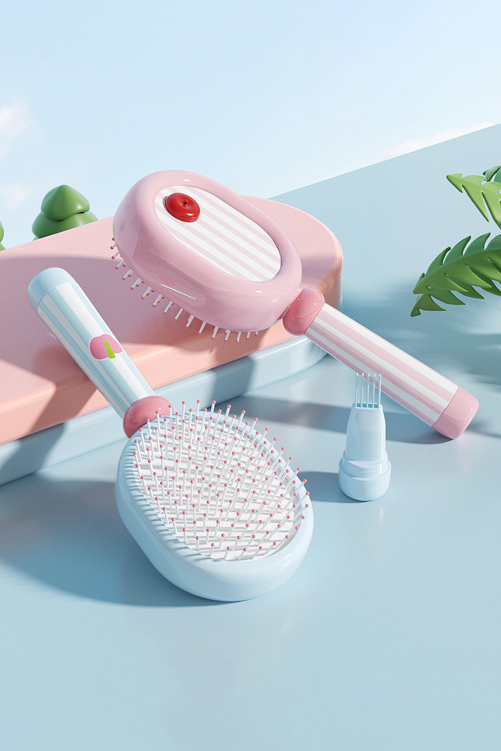 Pink 2 in 1 Round Spherical Air Cushion Detangle Comb 42c27da027b7d2d4