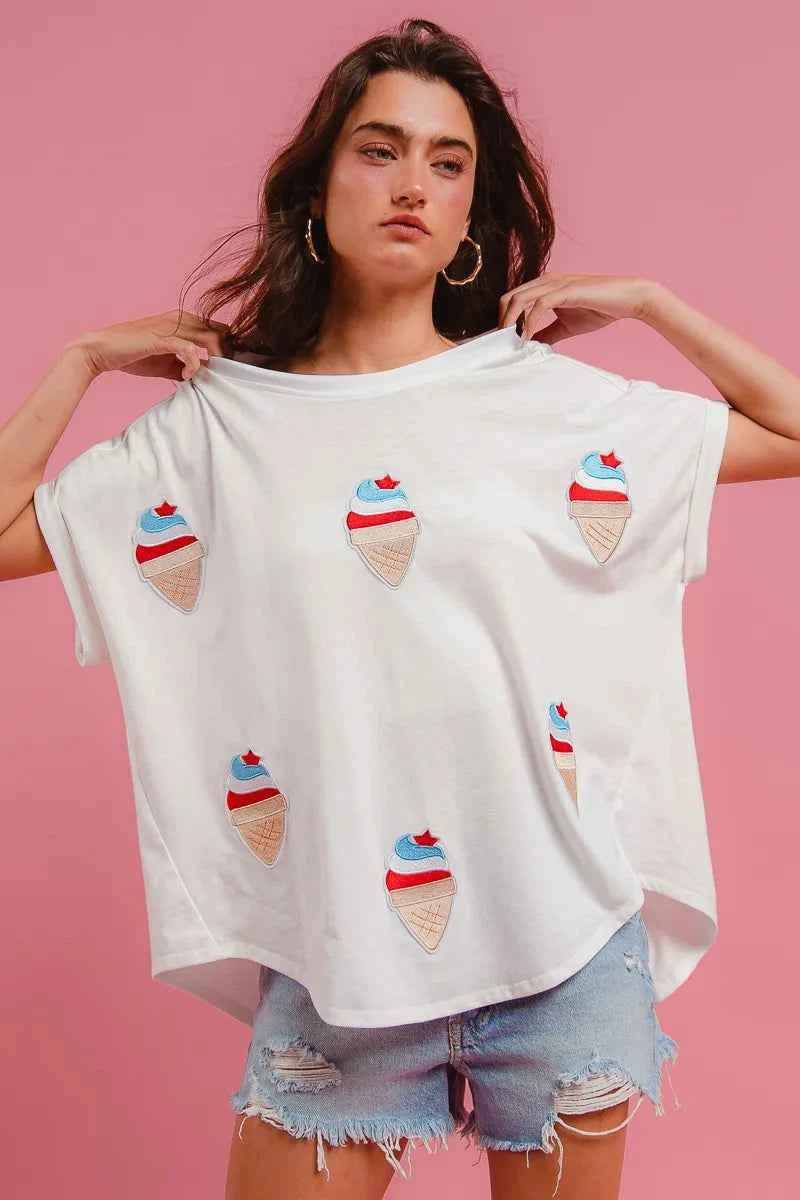 BiBi Solid Terry With Fourth Of July Theme Patched Top IVORY 42d409b98f9546aaa565e701ab54c3fe-Max-Origin