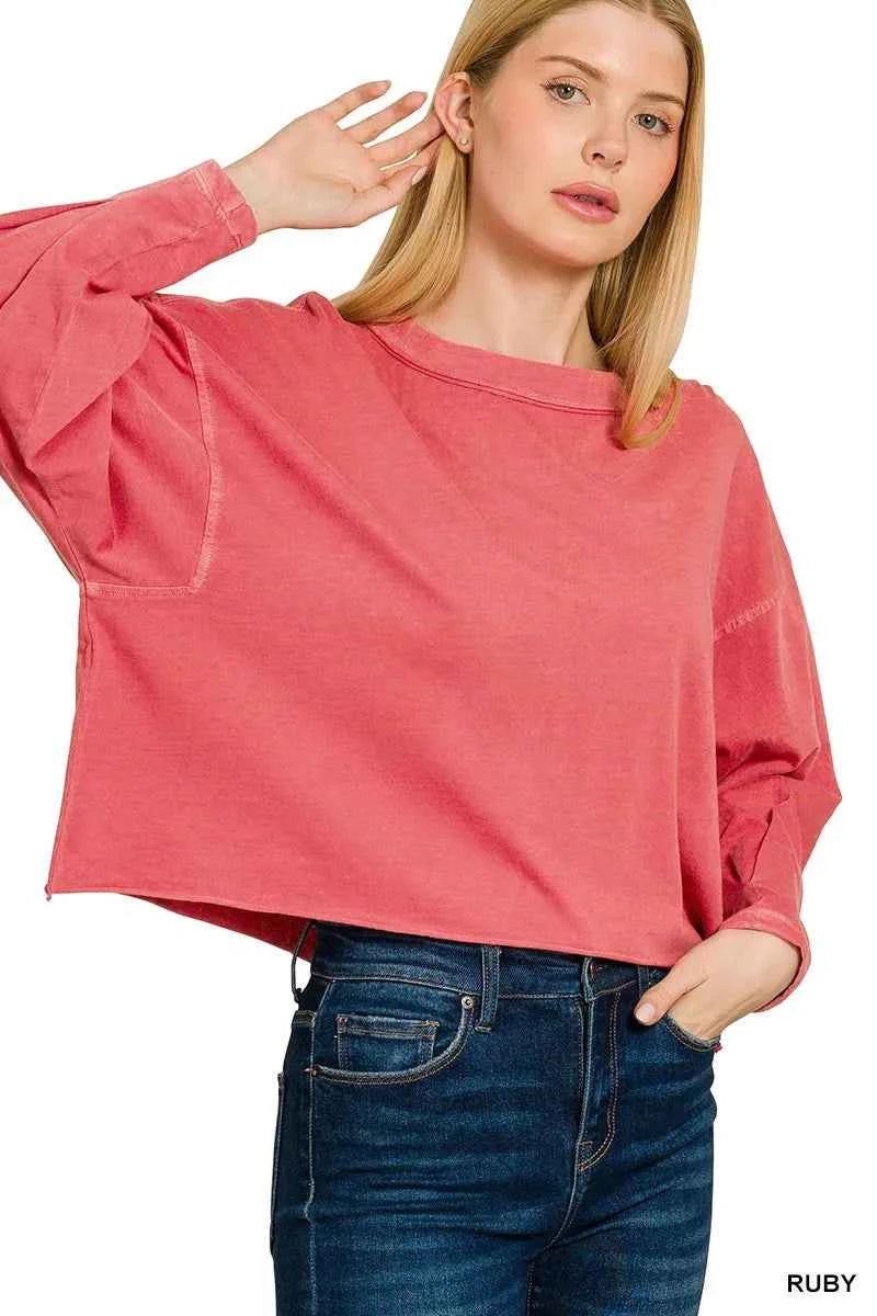 Zenana Pigment Dye Enzyme Washing Oversized Round-Neck T-Shirt RUBY 42f2a964c91544f2be9839ed0828b102-Max-Origin
