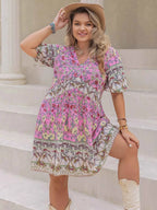 Plus Size Floral Print V-Neck Puff Sleeve Summer Dress 42f441d2-41e2-4e60-81ff-82279b991afa-Max-Origin