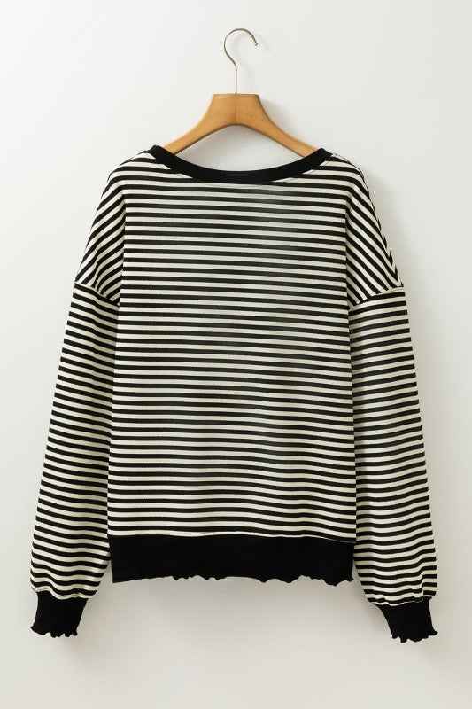Stripe Drop Shoulder Long Sleeve Top 42fd54a1-1b4a-4351-936b-ecc8b14b46de