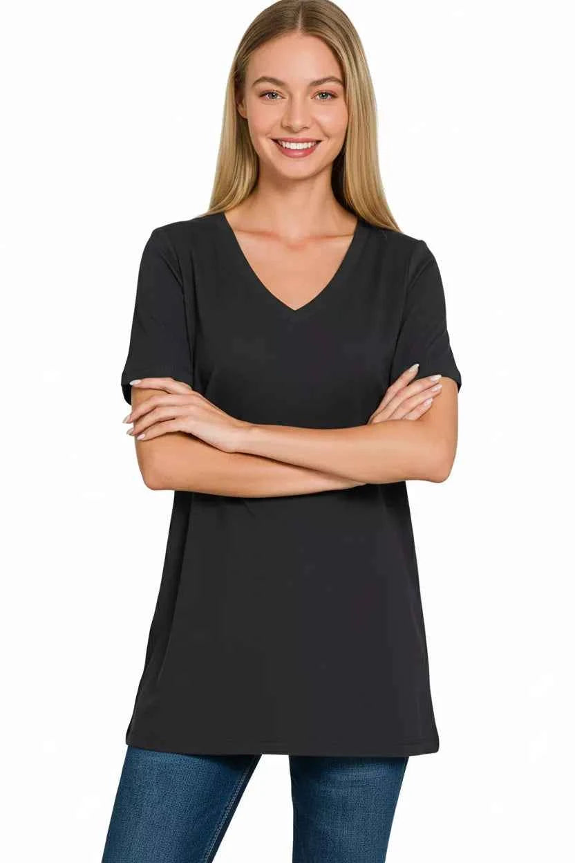 Zenana V-Neck Short Sleeve T-Shirt 43066fd3-09fd-4aa8-aef8-c2a7a317c78e-Max-Origin