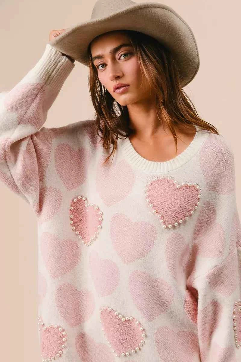 BiBi Heart Pattern Sweater with Pearl Detail 430bf26e5e73410fa09a3f5b9898a9e4-Max-Origin