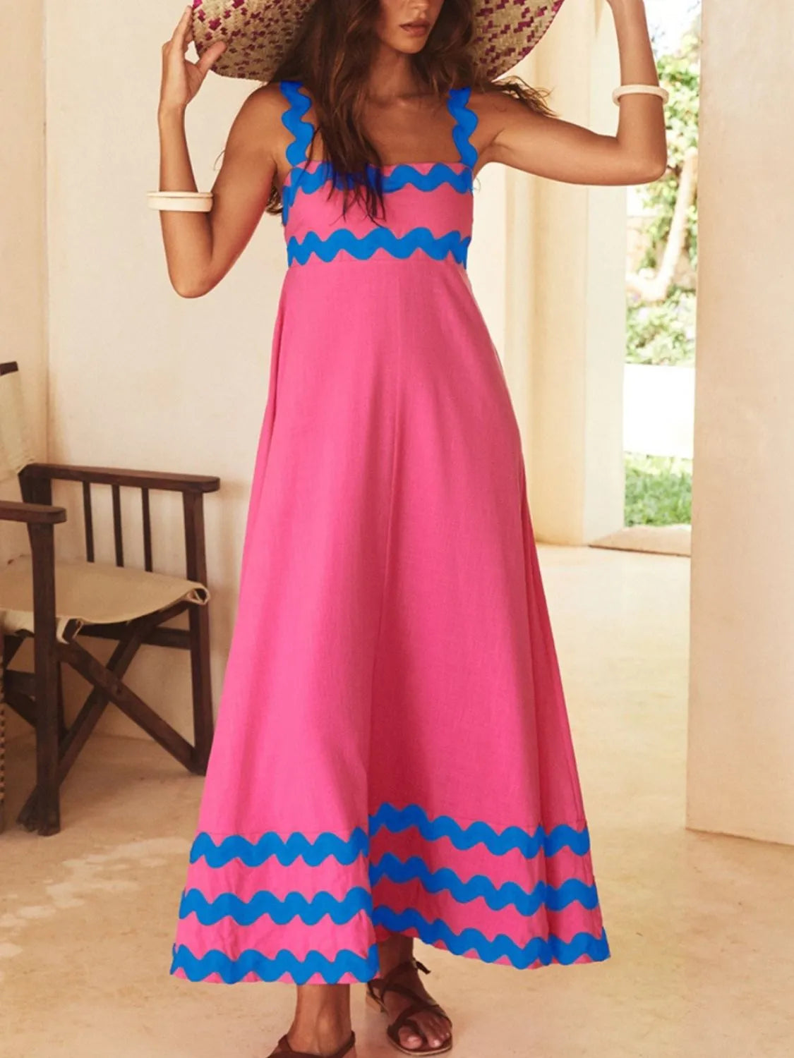 Contrast Trim Square Neck Maxi Cami Dress 430e5af4-d0b7-4b9d-a41d-c9c04af618d6-Max-Origin