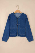 Wash Denim Straight Cut Pocketed Jacket Sail Blue 4311bade-df11-42f8-bc60-126955b61b35