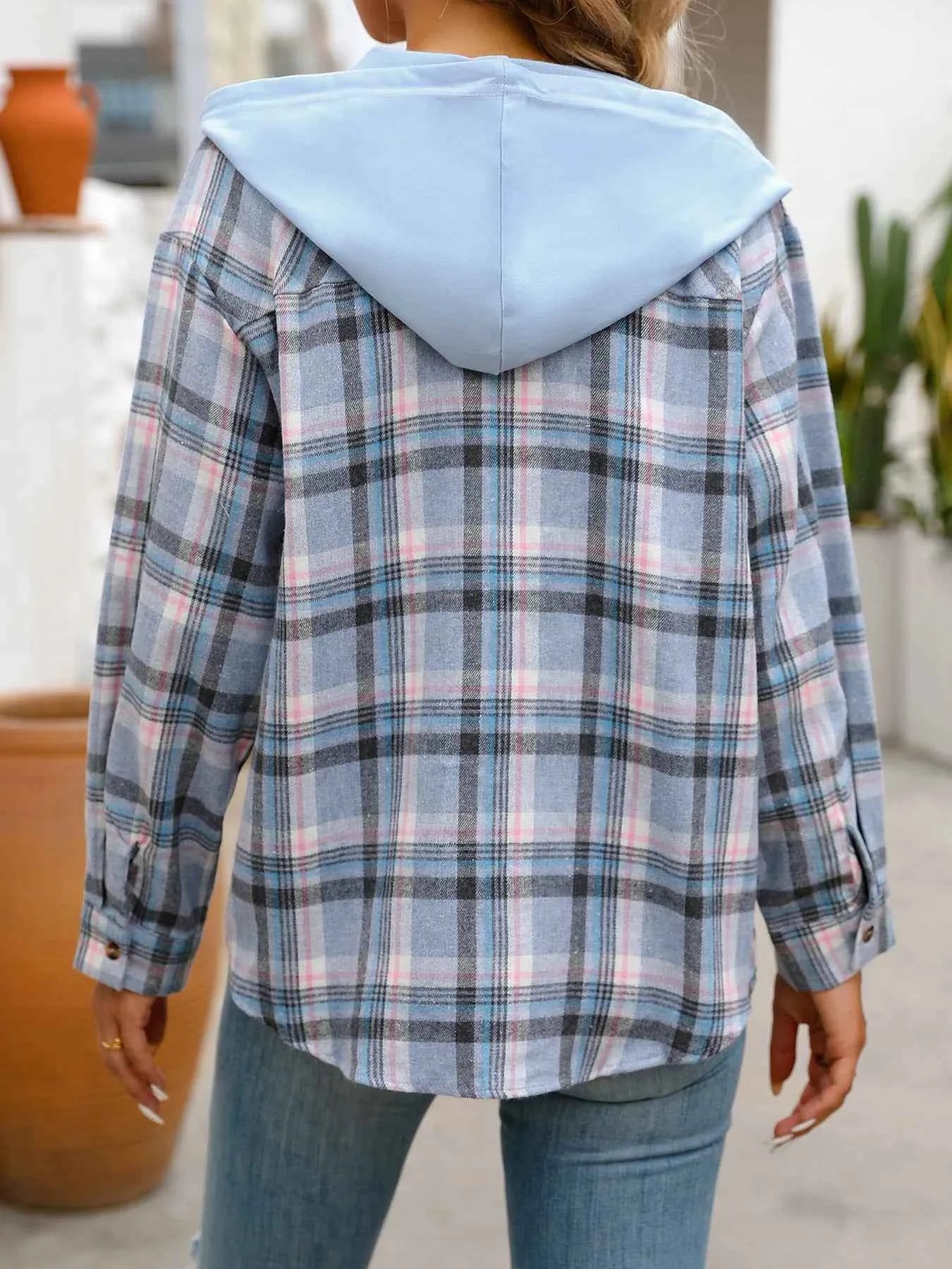 Plaid Button-Up Hooded Shirt 43172215e95d47ffbf6f15d9c8eec293-Max-Origin