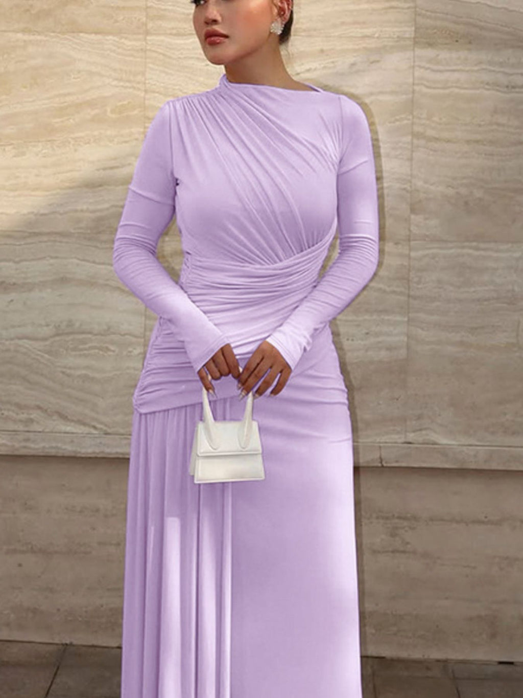 Ruched Long Sleeve Mermaid Maxi Dress 432969e6-fc0b-4e58-95c1-554dd82c967d-Max