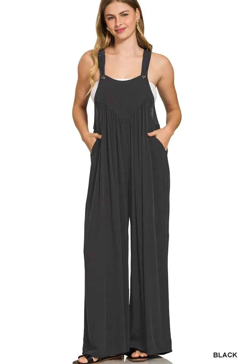Zenana Woven Rayon Crepe Wide Leg Overalls BLACK 4338b21d0cd04c078ac6c6297a87b0d2-Max-Origin