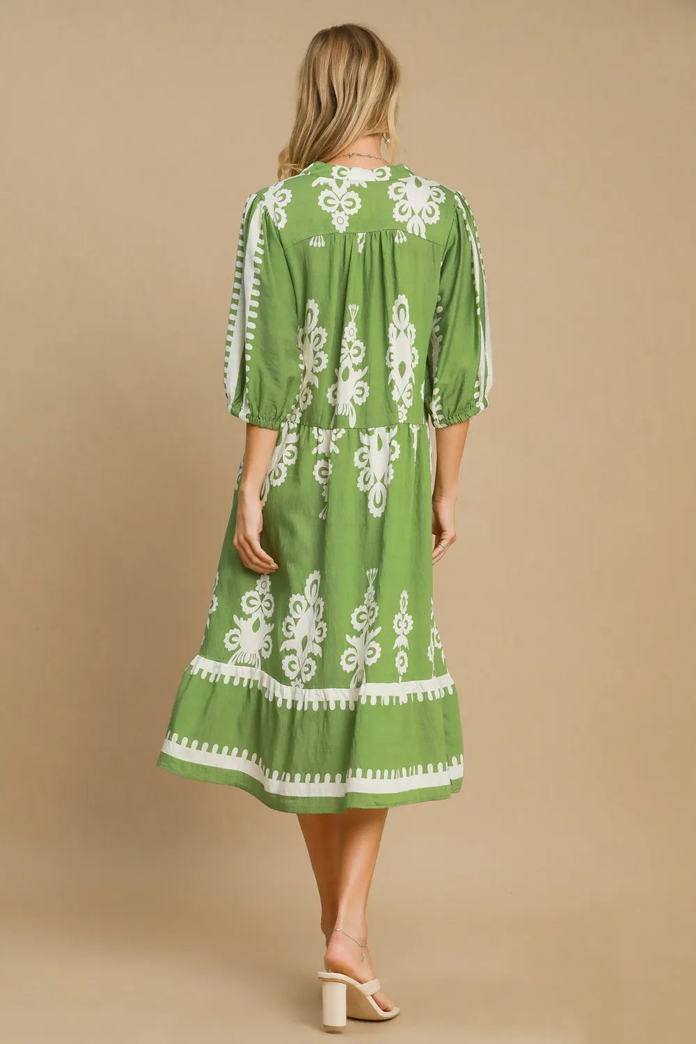Umgee Printed Notched Midi Dress 433ce554-70c4-4bbe-8263-ef3037064c50-Max