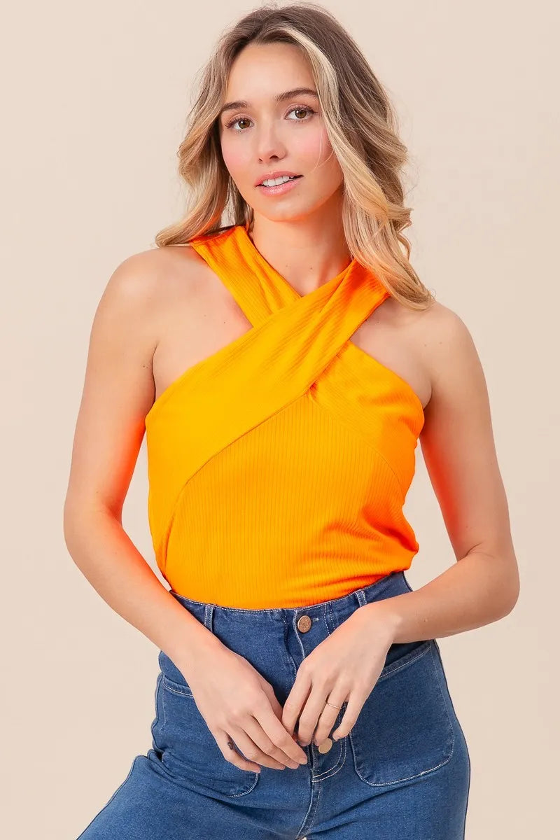 BiBi Rib Knit Cross Neck Banded Top 43481a14b7da4096ac4d4d6a3ed3edc9-Max-Origin