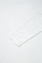 White Fake Two-Piece Lace Long Sleeve Drop Shoulder Tee 434e187ad574380e