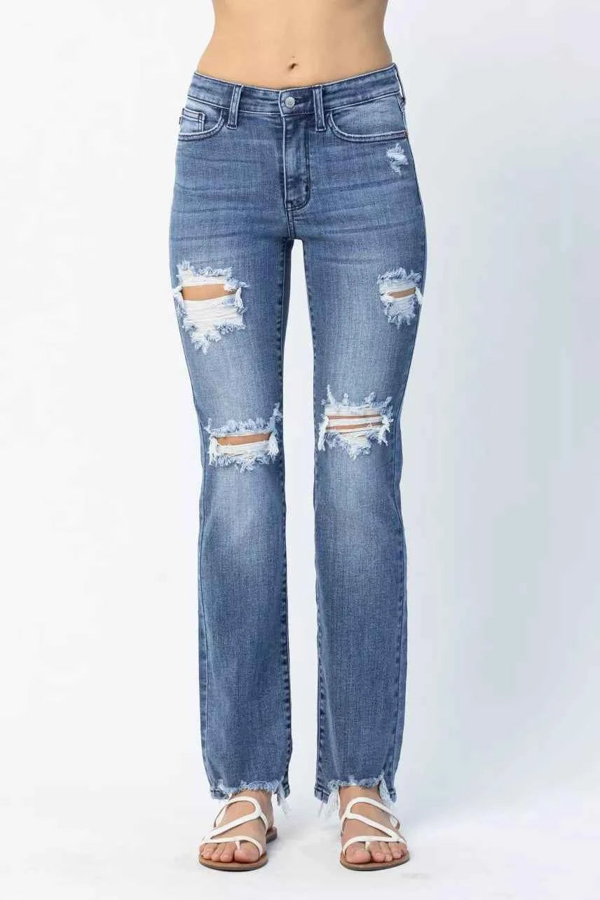 Judy Blue Full Size Mid Rise Destroy Straight Jeans Plus Size MD 4351174b-e7e7-4af4-82e8-cbff170f4a86-Max-Origin