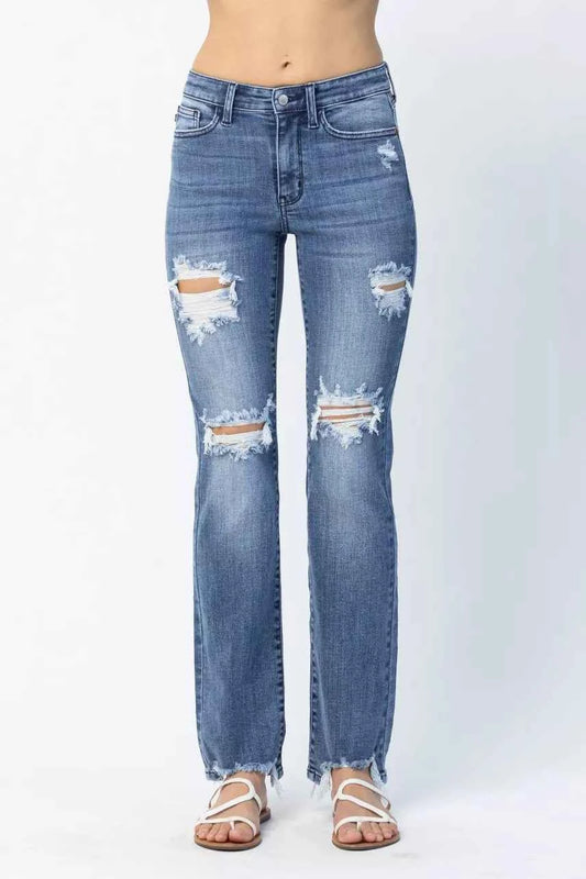 Judy Blue Full Size Mid Rise Destroy Straight Jeans Plus Size MD 4351174b-e7e7-4af4-82e8-cbff170f4a86-Max-Origin