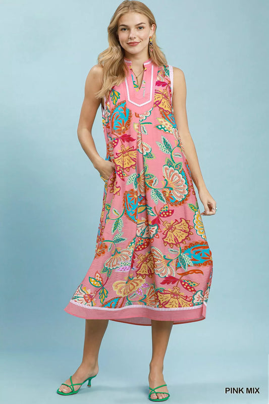 Paisley Floral Sleeveless Midi Dress 4353a84e-33cc-4016-ae69-aea0e87bffd8-Max-Origin
