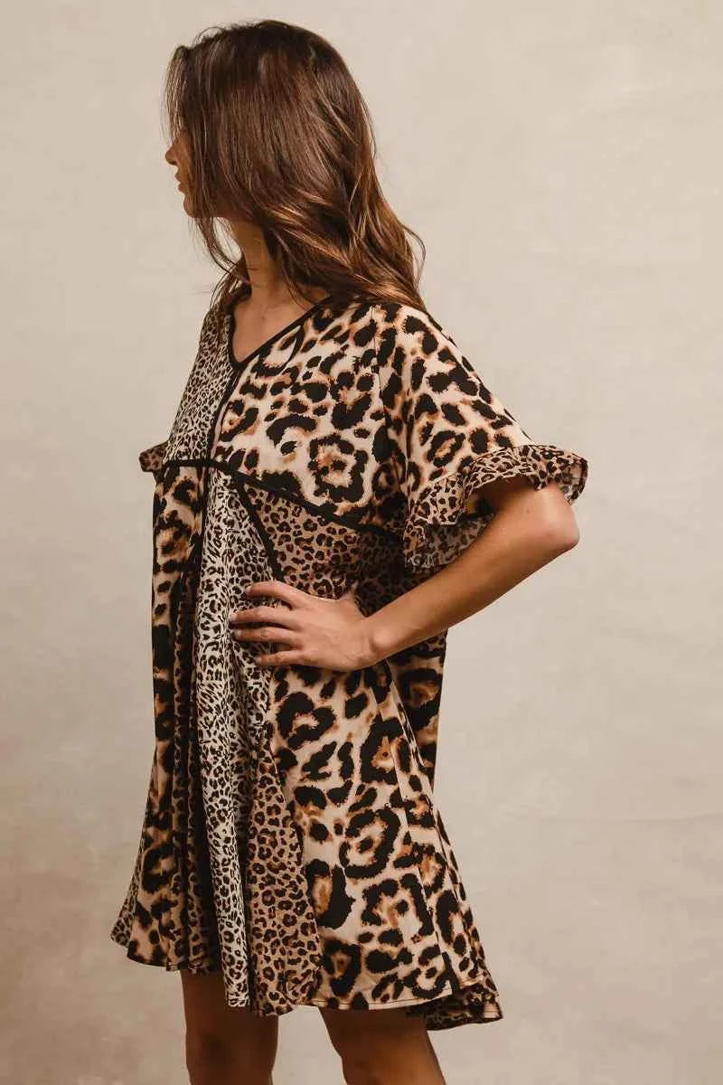 BiBi Leopard Prints Mix and Match Short Sleeves Dress 4357db98acc347b79ee26b5fdf6e6b05-Max-Origin