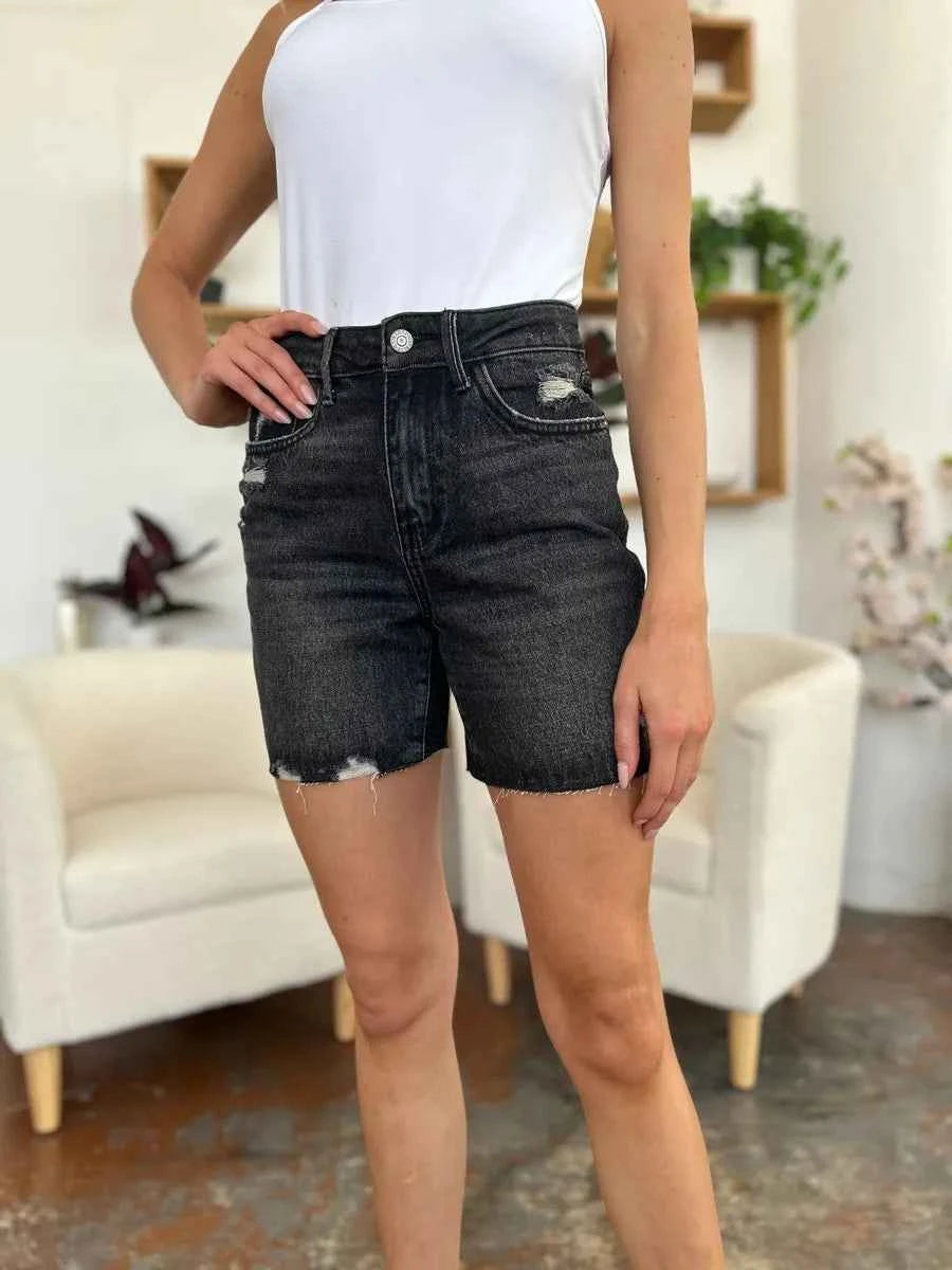 Judy Blue Full Size High Waist Rigid Magic Denim Shorts 43600147-0a48-4189-bb61-b0798b5fa8f2-Max