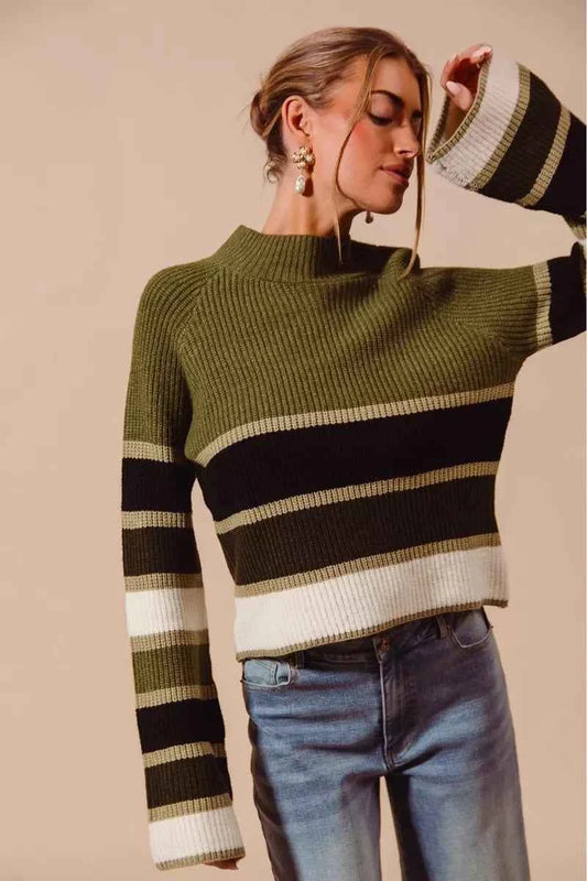 Multi Color Striped Mock Neck Sweater 43635ec8950f46efa16363ddf8059044-Max-Origin