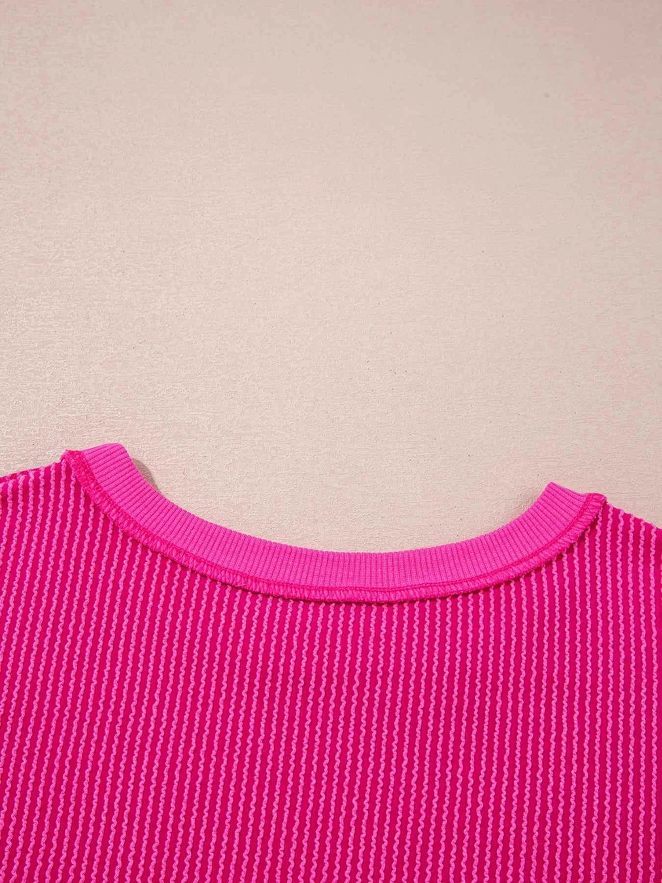 Twisted Rib Uneven Hem Drop Shoulder Loose Sweatshirt 4373343495ed41858862e549850ad1af-Max-Origin