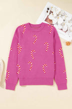 Sachet Pink Christmas Candy Cane Drop Shoulder Sweater 4373a5132ead0d5c