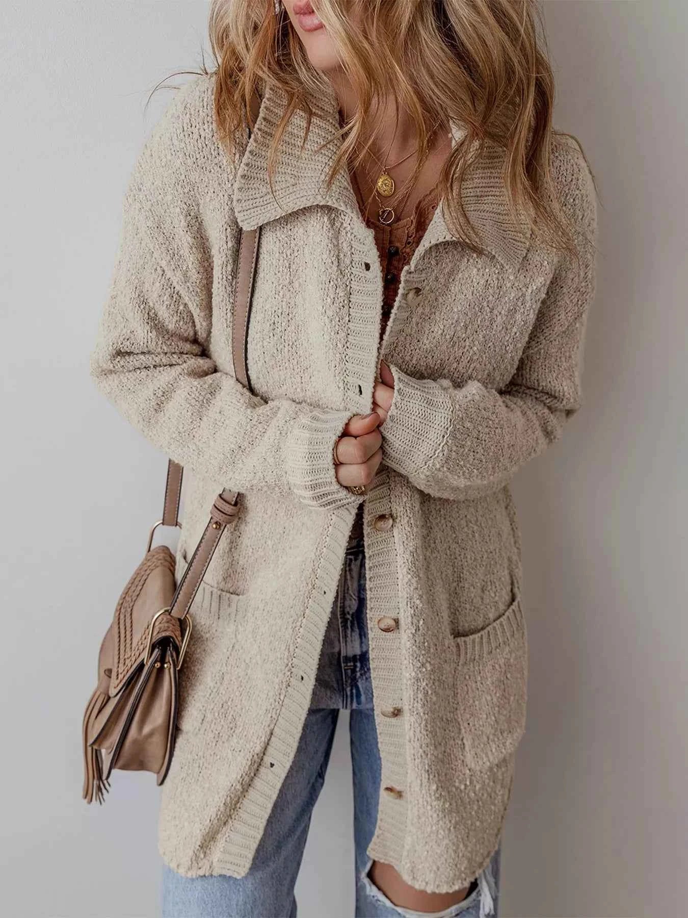 Button-Up Cardigan with Pockets Beige 43899d94-eeeb-4bc7-8c40-6d178e6a9840-Max-Origin