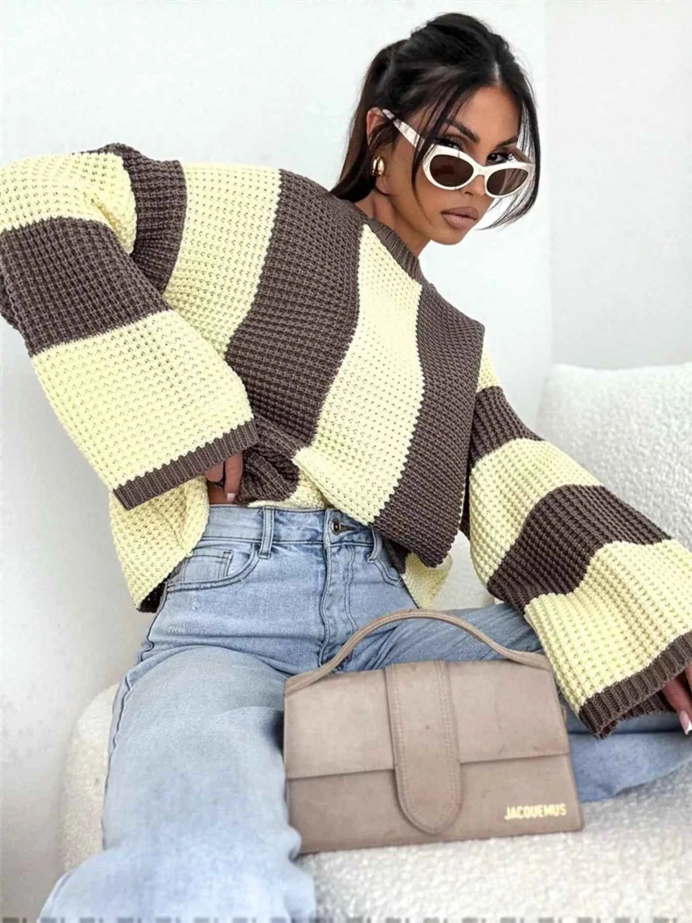 Color Block Long Sleeve Sweater 438bff22265c4ddcb84bcd5c73680933-Max-Origin