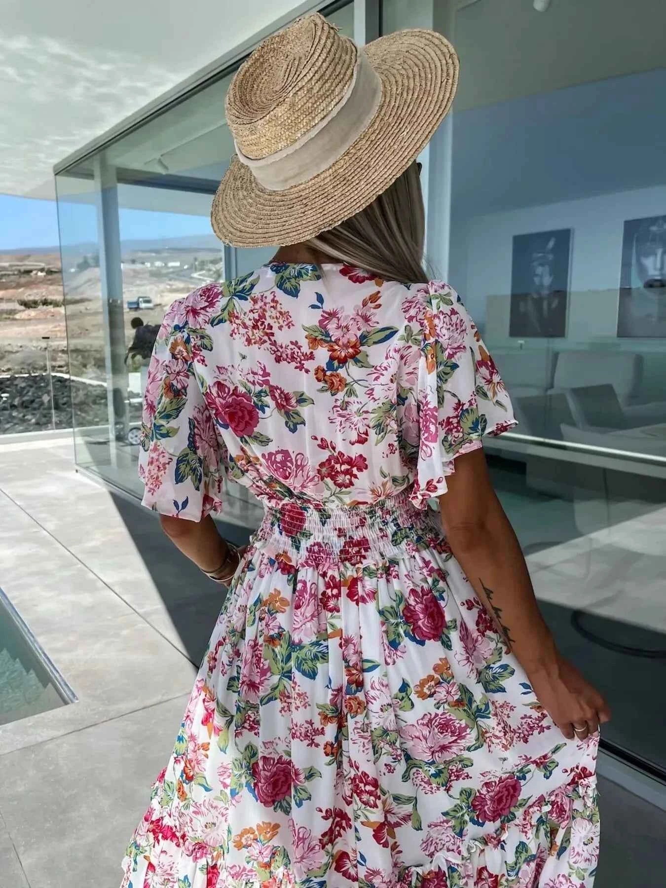 Floral Print Flutter Sleeve Maxi Dress 438cba8ea641415db0ad2ff714e6ed7a-Max-Origin
