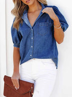 Puff Sleeve Button-Down Denim Top 439d34a8-ef91-4dd1-a8e9-9a17feefed93-Max-Origin