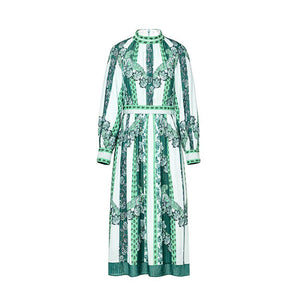 Vintage Printed A-Line Maxi Dress Green 43B5FAE42D86905975F834B373C92788