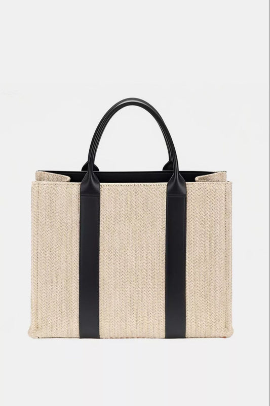 David Jones Square Woven Tote Handbag 43af0a0f-f661-4b74-a24a-9d3067a983db-Max-Origin