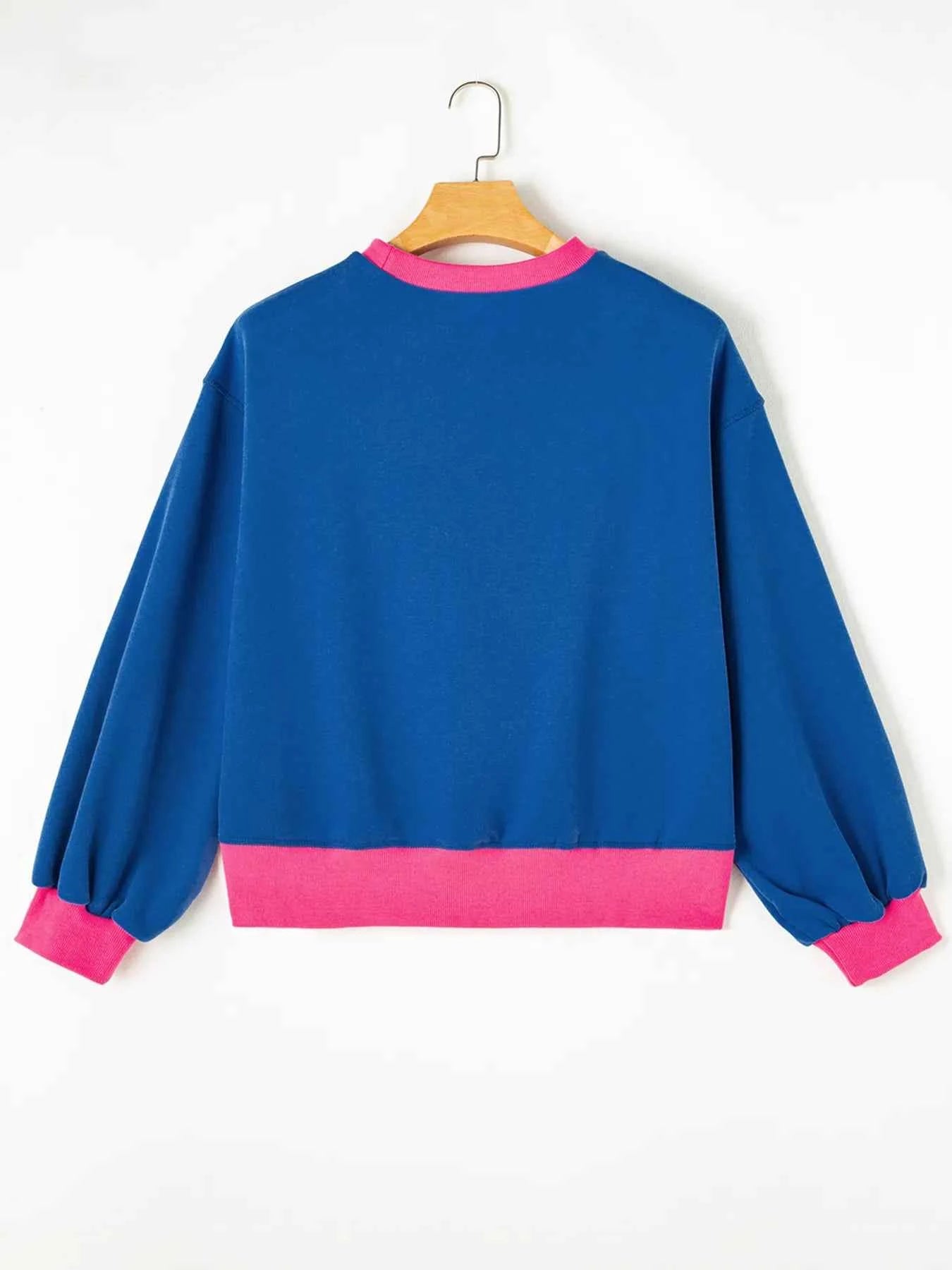 Bowknot Graphic Game Day Contrast Trim Drop Shoulder Casual Sweatshirt 43b9960d91ca4b9a93bf921fde3e32d8-Max-Origin