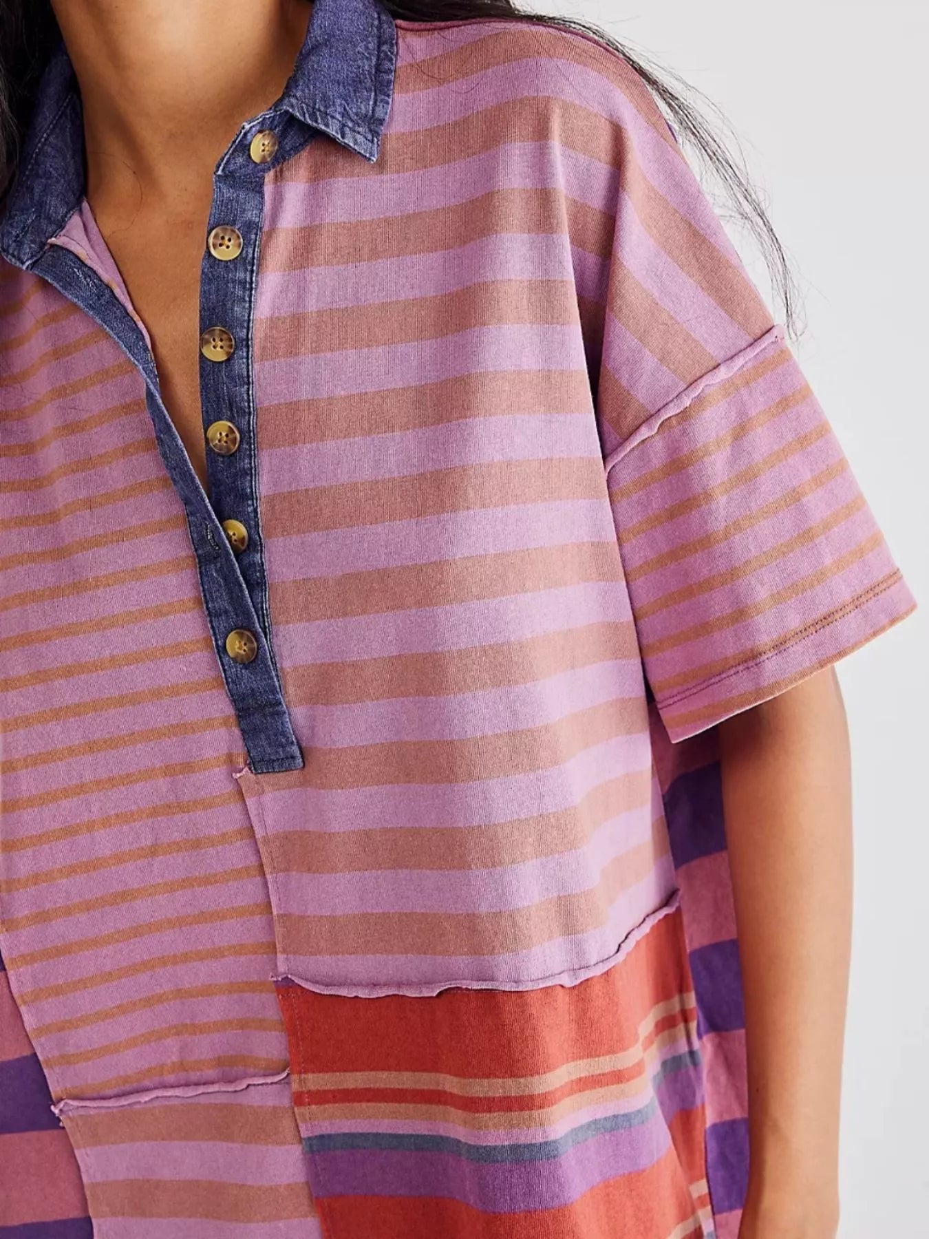 Striped Oversized Half Button Shirt Dress 43c47d0e-5ccc-4cd7-9bf7-5aa81e0aa419-Max-Origin