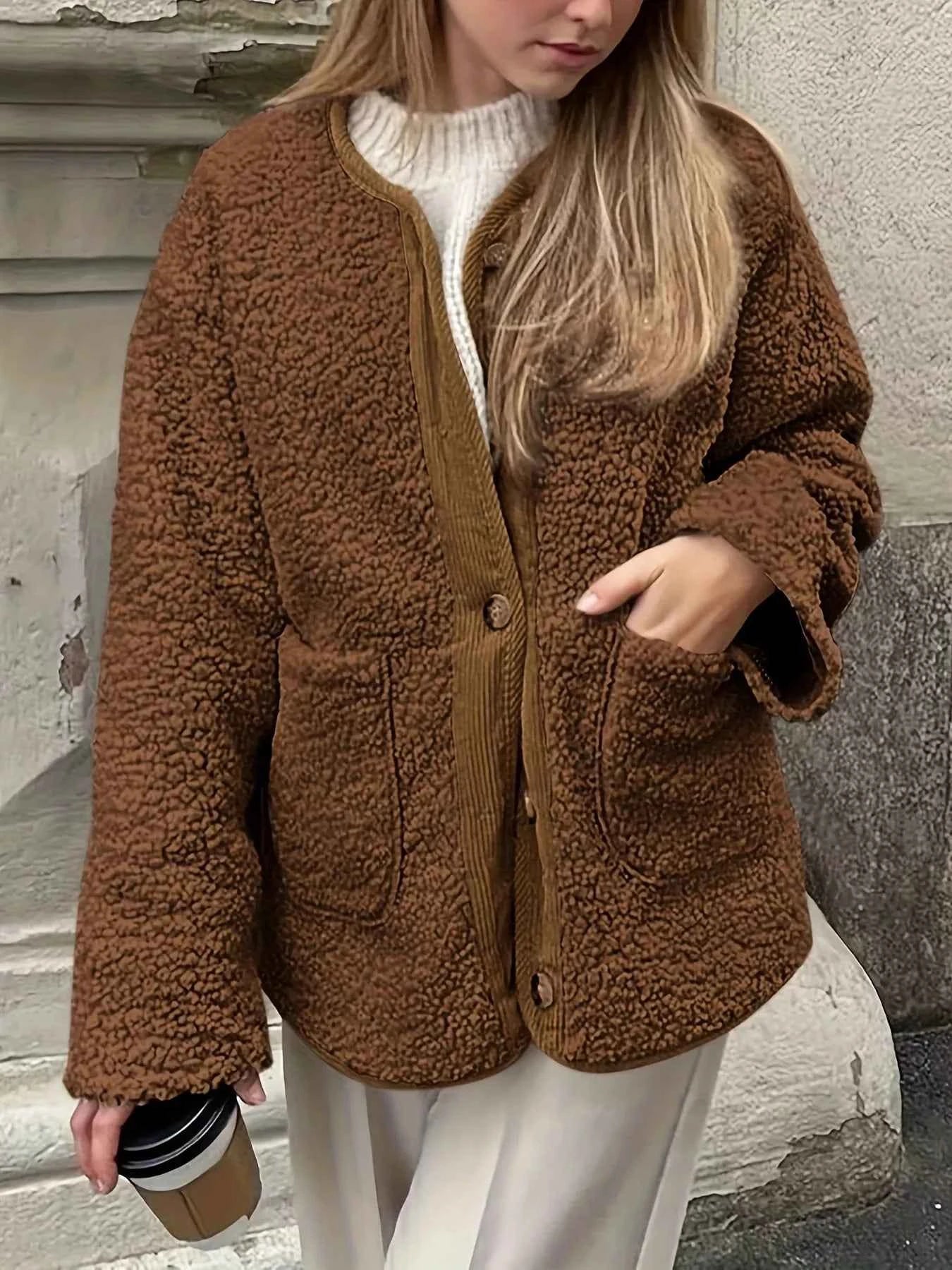 Sherpa Button-Up Outerwear Camel 43d20942-435b-48aa-82ae-e1b249ab6080-Max-Origin