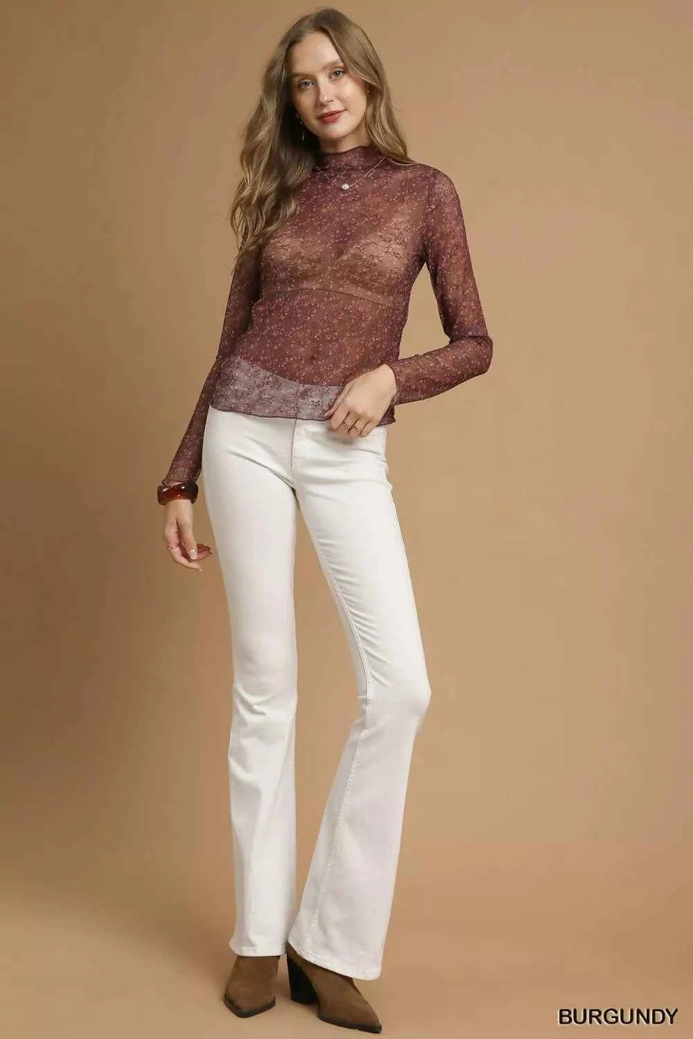 Umgee Nylon Lace Mesh Long Sleeve Top 43db5e30-df1a-4353-b85a-1472f5db4b56-Max-Origin
