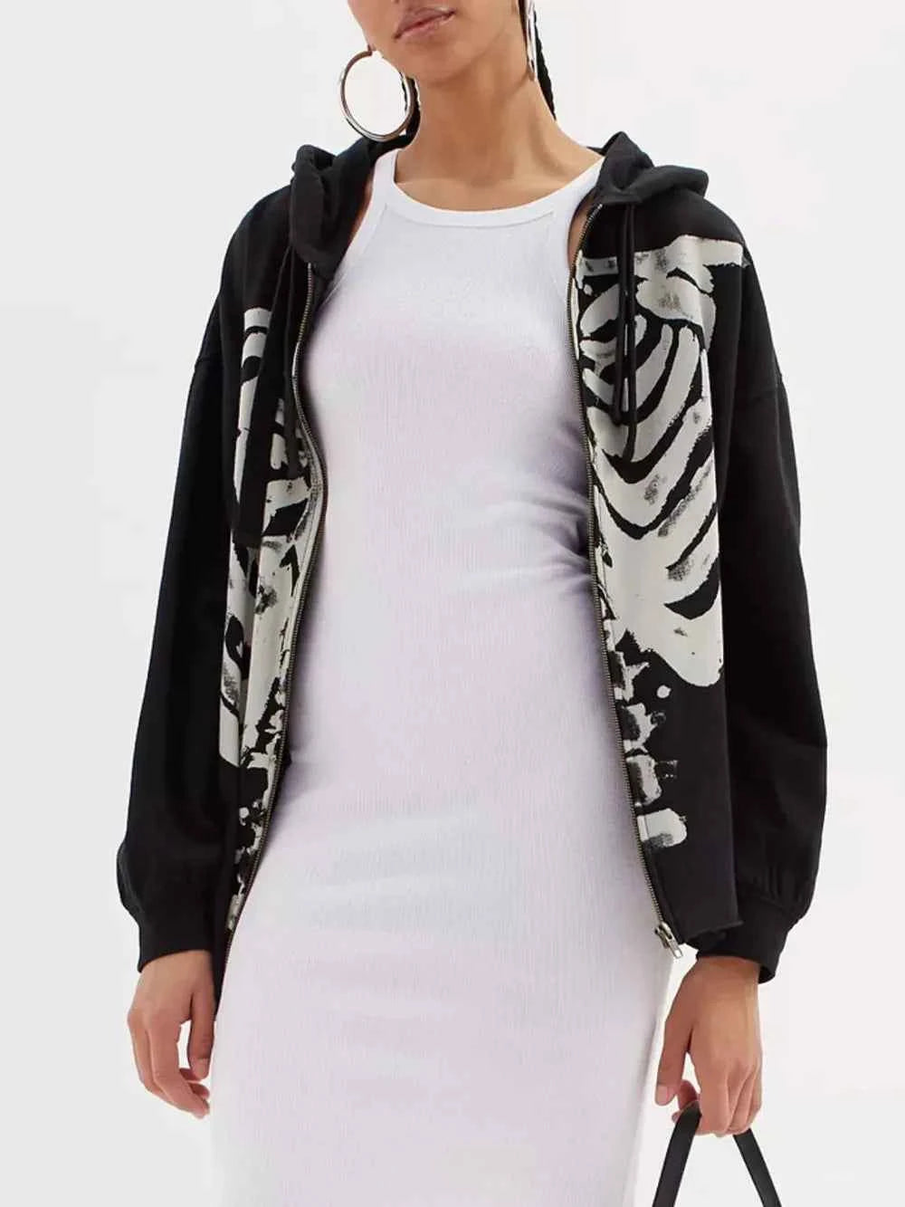 Skeleton Zip Up Drawstring Hoodie 43e0056c-7976-4b89-9790-d84a42f988da-Max