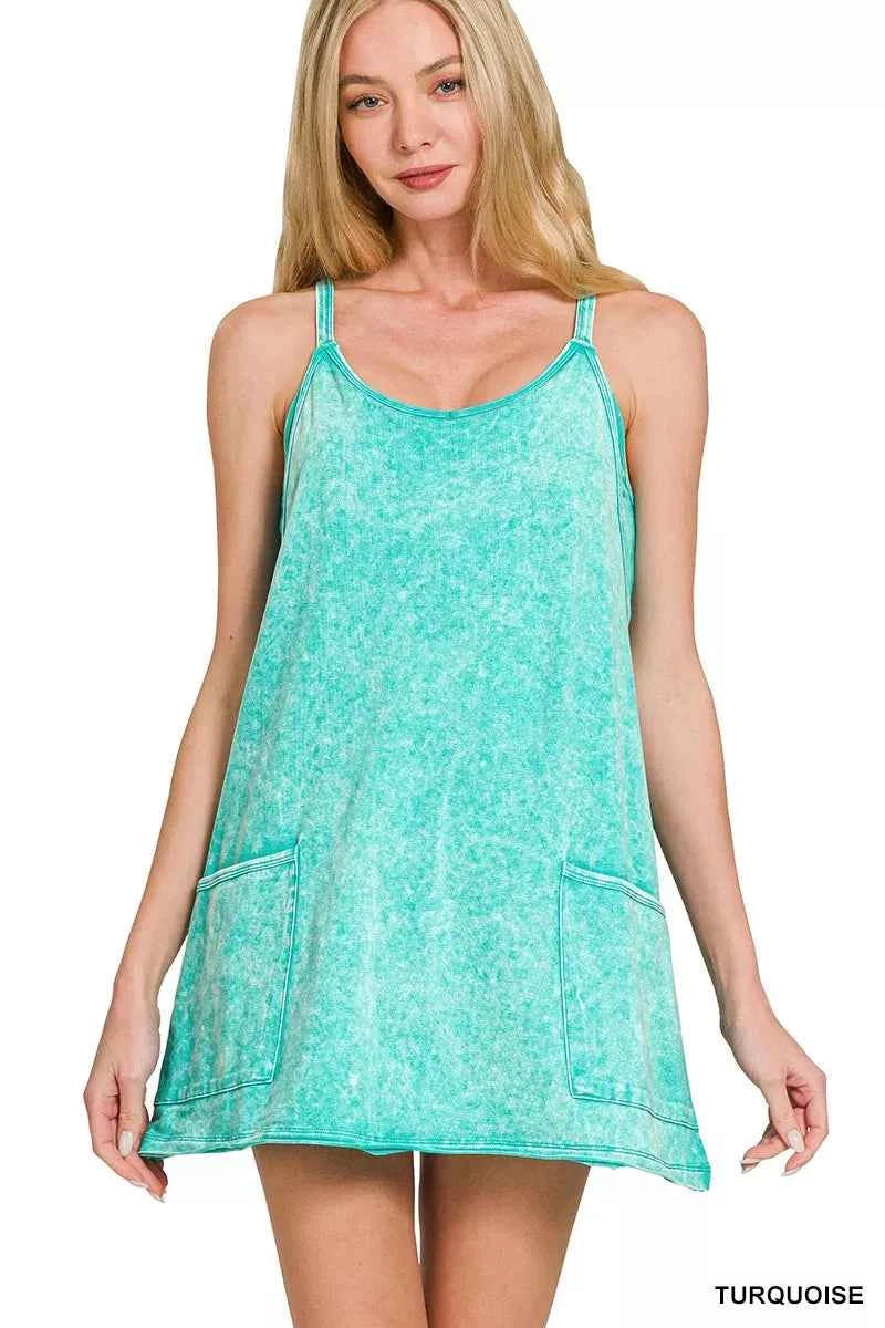 Zenana Acid Washed Mini Dress With Built-in Romper Liner TURQUOISE 43fc8e07919a4b64bd4b105a3ef87a33-Max-Origin