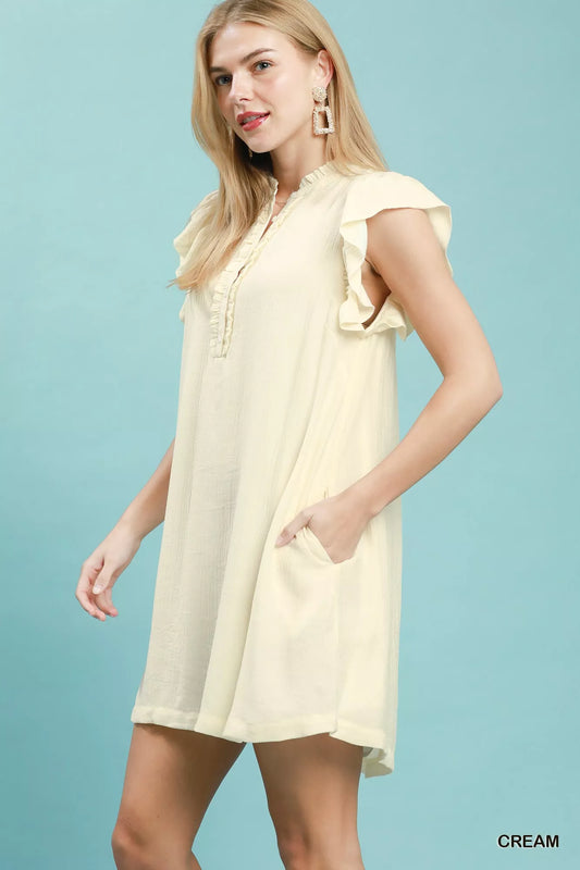Ruffle Sleeve Henley Shift Dress 442604ec-1882-4c34-b887-06250d8fc758-Max-Origin