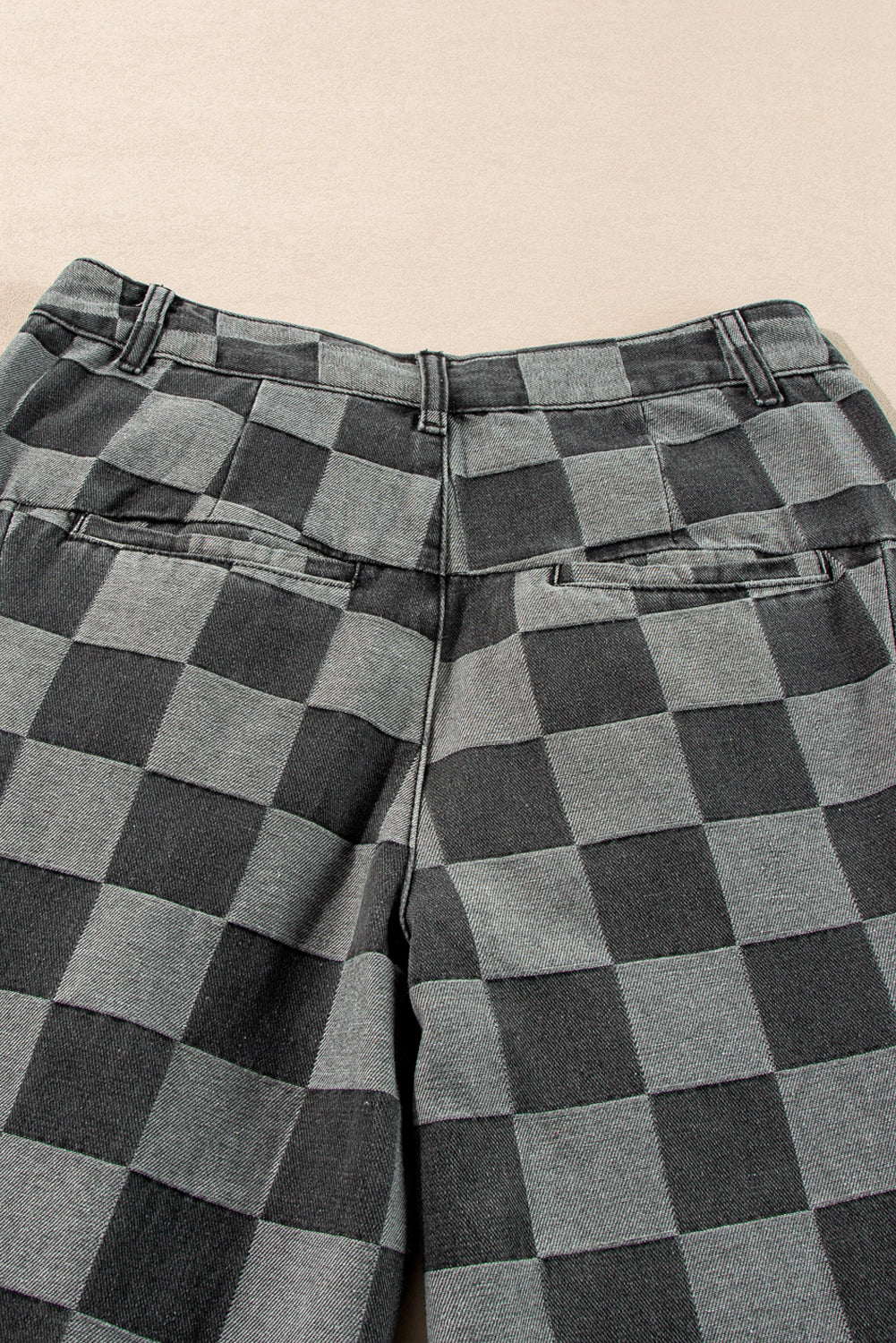 Dusk Blue Checkered Light Washed Wide Leg Jeans 442dfb75b78118aa
