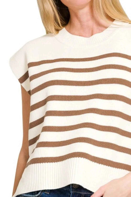 Zenana Oversized Crew Neck Stripe Sweater Vest 4433516b-bde9-4244-838c-efa1de36e127-Max-Origin